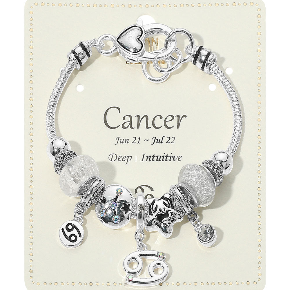 Cancer Zodiac Symbol Charm Beaded Bracelets
