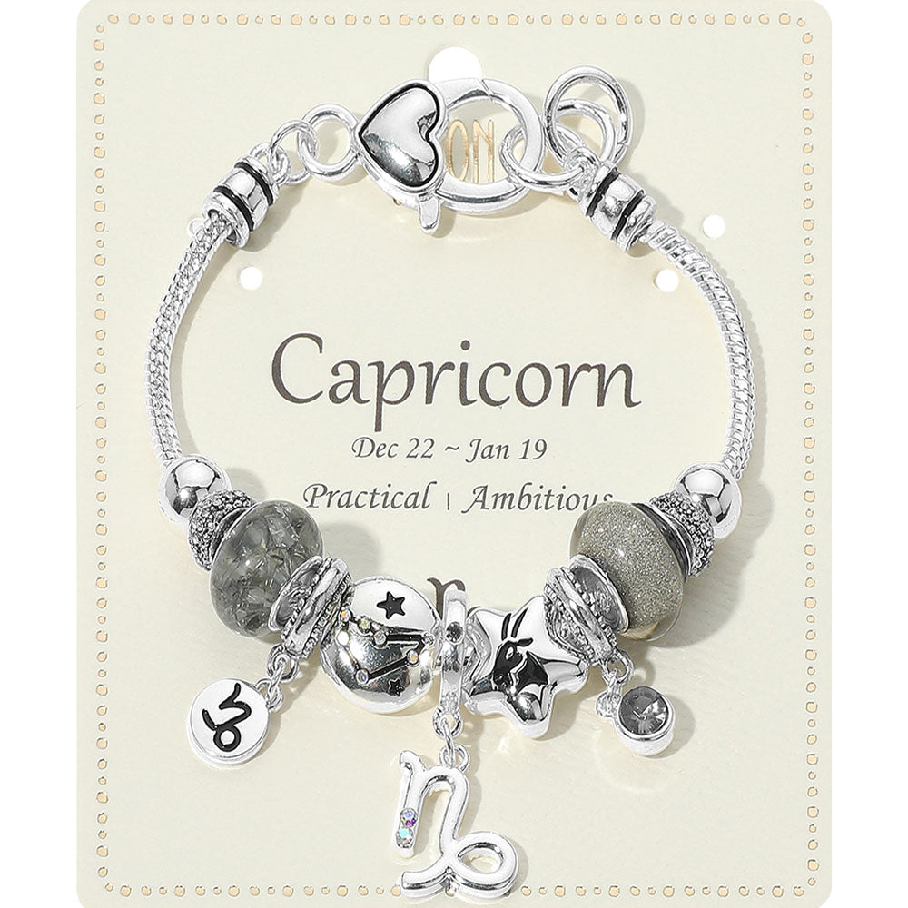 Capricorn Zodiac Symbol Charm Beaded Bracelets