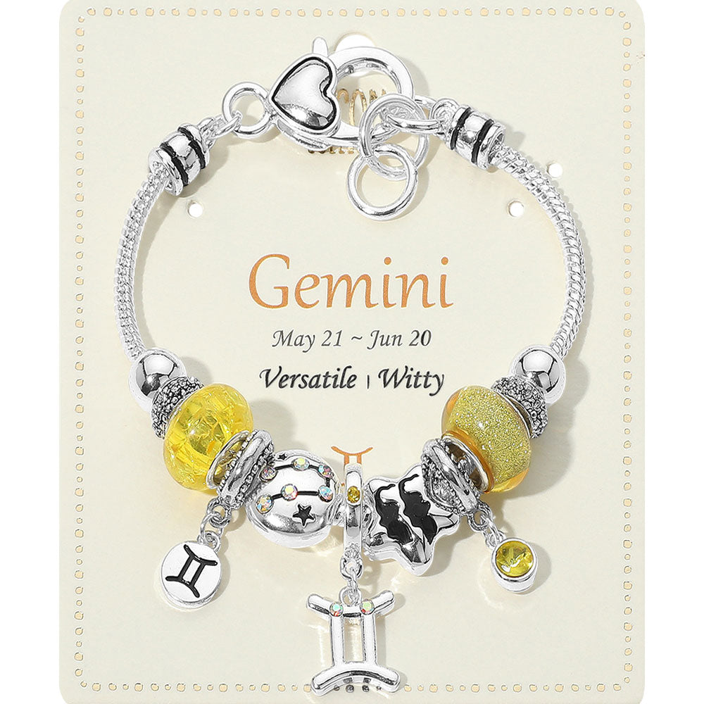 Gemini Zodiac Symbol Charm Beaded Bracelets