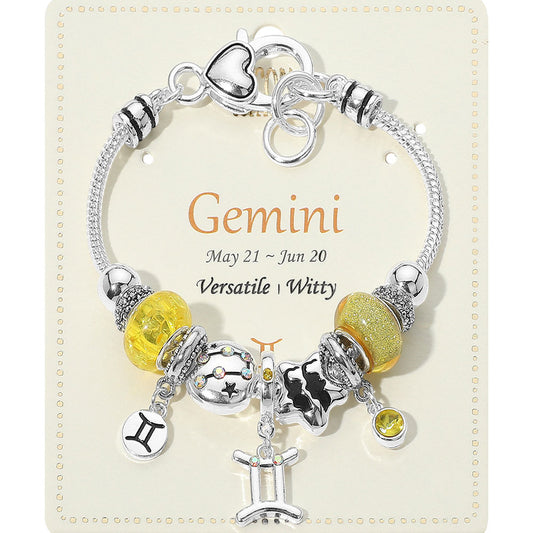 Gemini Zodiac Symbol Charm Beaded Bracelets