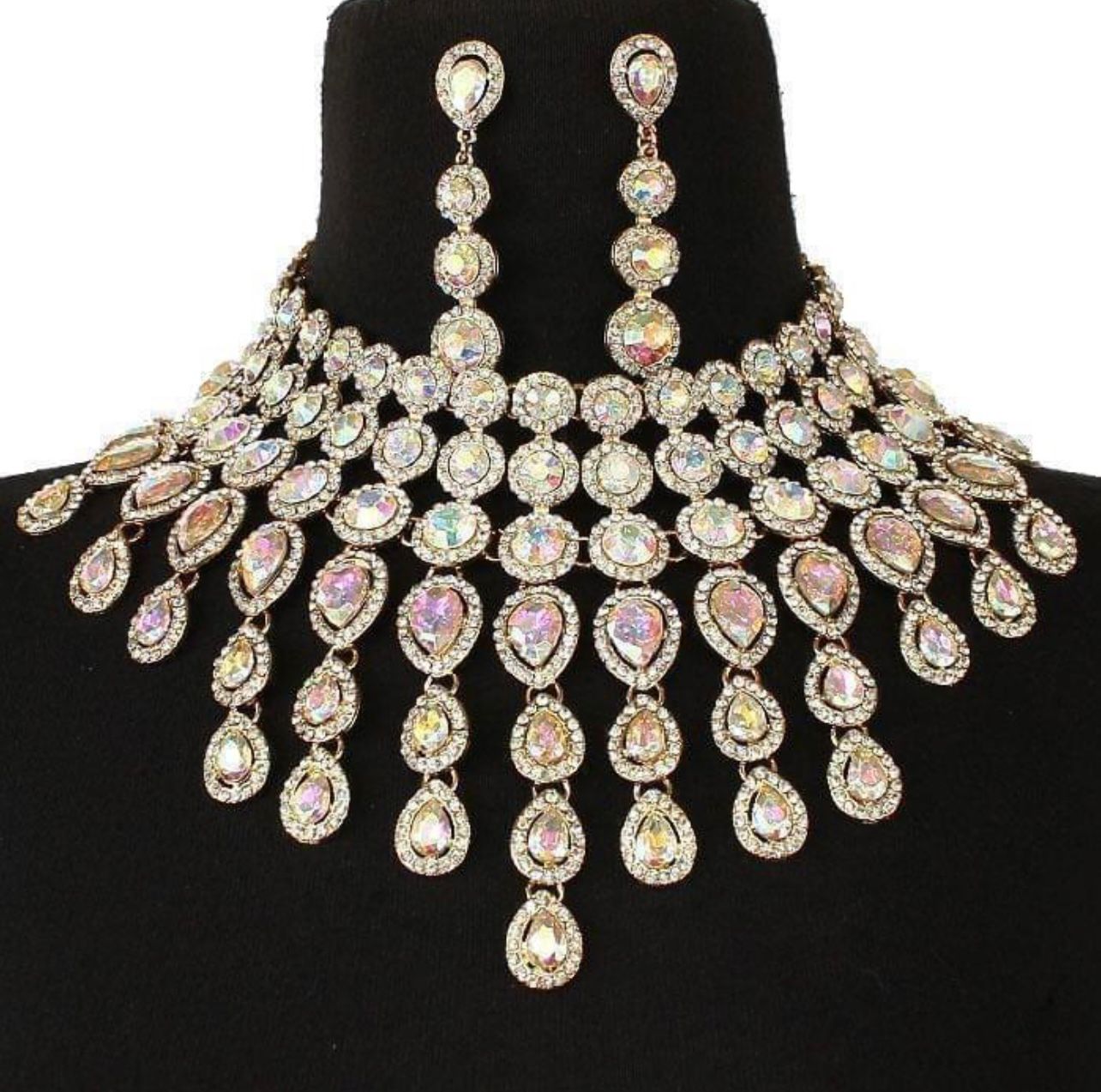 Evening Necklace Set Bib Style Abalone