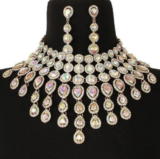 Evening Necklace Set Bib Style Abalone