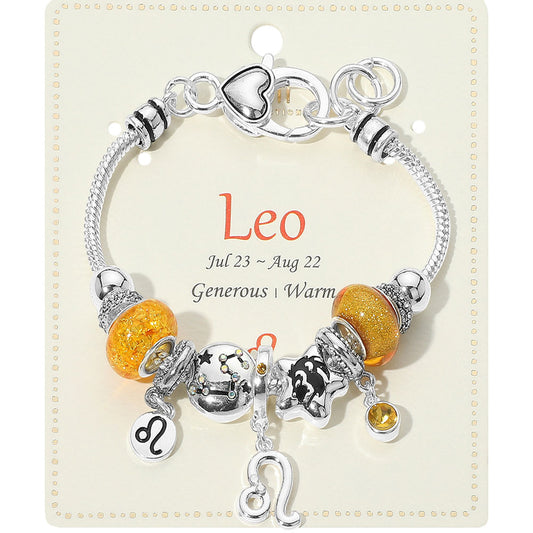 Leo Zodiac Symbol Charm Beaded Bracelets