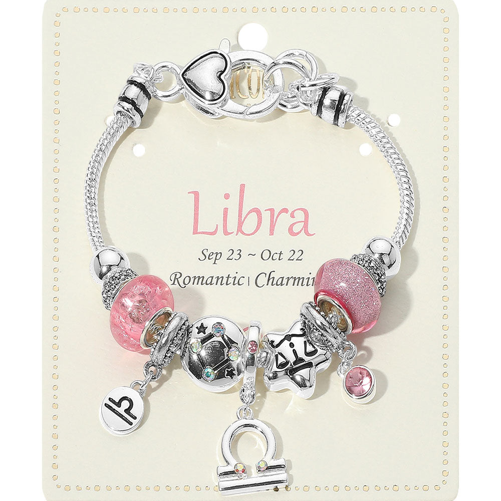 Libra Zodiac Symbol Charm Beaded Bracelets
