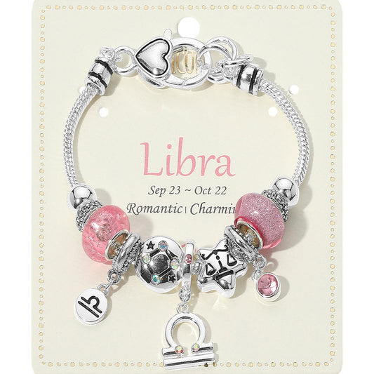 Libra Zodiac Symbol Charm Beaded Bracelets