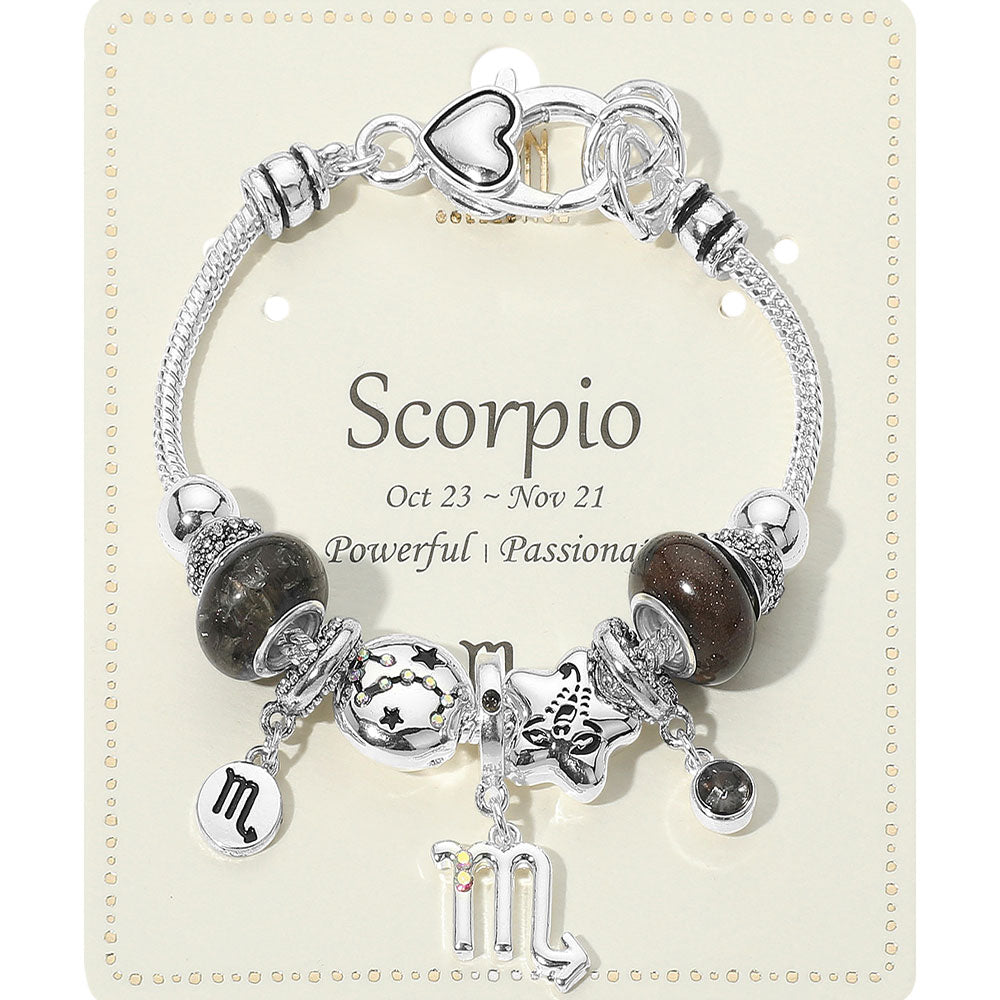 Scorpio Zodiac Symbol Charm Beaded Bracelets