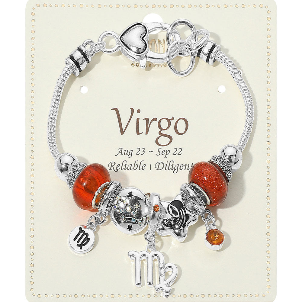 Virgo Zodiac Symbol Charm Beaded Bracelets